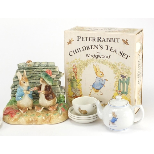 258 - Wedgwood Peter Rabbit children's tea set and Beatrix Potter figure group