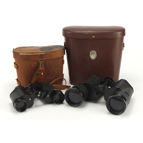 914 - Two pairs of binoculars with cases including Carl Zeiss