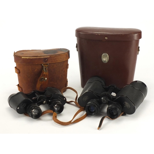 914 - Two pairs of binoculars with cases including Carl Zeiss