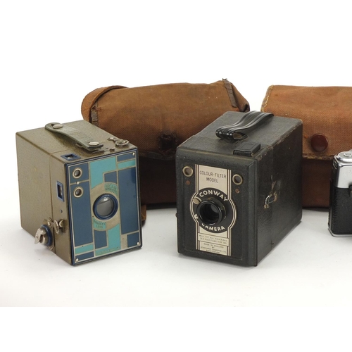 259 - Four vintage cameras including Kodak Beau Brownie and Conway