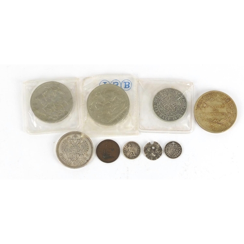 636 - Antique and later British and World coins, some silver including 1897 half crown