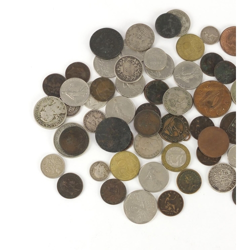 650 - Antique and later British and World coins, some silver including George IV 1837 four pence and Victo... 
