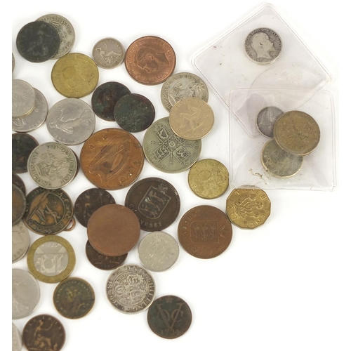 650 - Antique and later British and World coins, some silver including George IV 1837 four pence and Victo... 