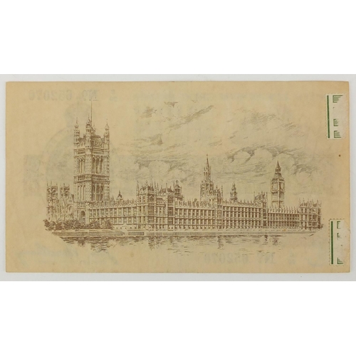 244 - George V John Bradbury one pound treasury bank note, serial number 652070