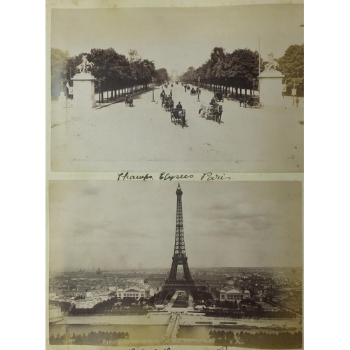 298 - 19th century Albumen prints and black and white prints, arranged in a leather album including castle... 