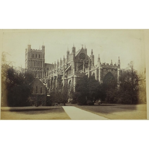 298 - 19th century Albumen prints and black and white prints, arranged in a leather album including castle... 