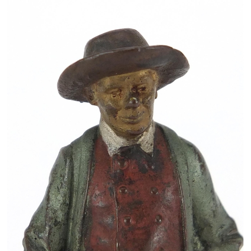 2 - Franz Bergmann cold painted bronze of a gentleman holding a stick, impressed marks and numbered 7294... 
