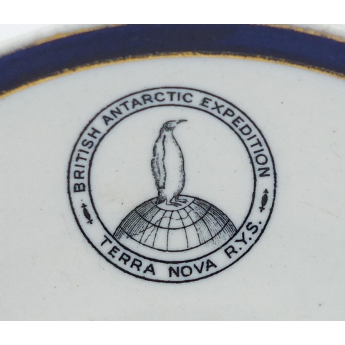 29 - Rare British Antarctic Expedition saucer by Dunn Bennett & Co, 14.5cm in diameter, the Terra Nova Ex... 