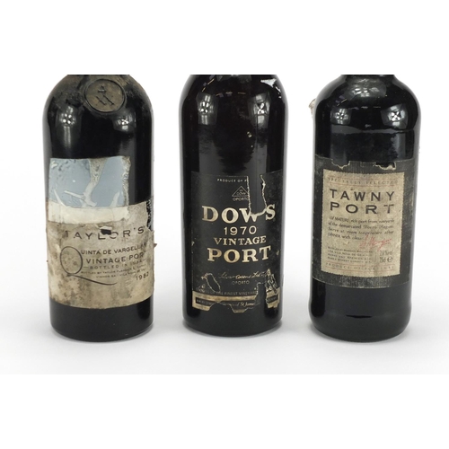 2395 - Three bottles of port including two vintage Dow's 1970 and Taylor's 1982