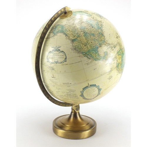 2461 - Replogle 12 inch table globe with bronzed mounts, 43cm high