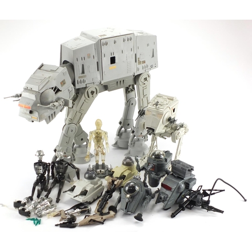2656 - Predominantly vintage Star Wars toys including an AT-ST Scout Walker, the largest 46.5cm high