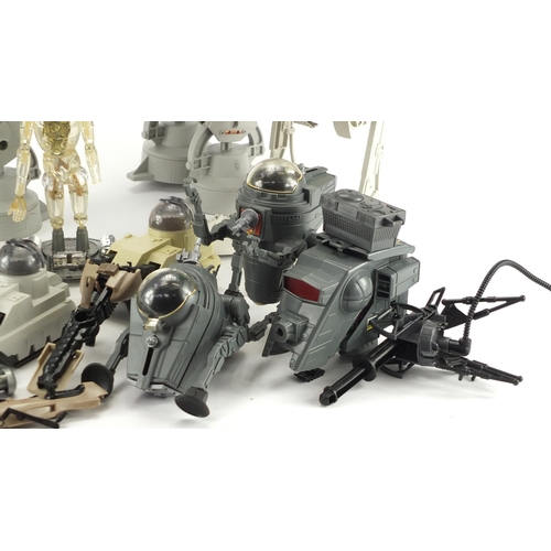 2656 - Predominantly vintage Star Wars toys including an AT-ST Scout Walker, the largest 46.5cm high