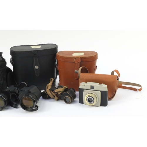 282 - Vintage cameras, accessories and binoculars including Pentax ME Super and a pair of British Military... 