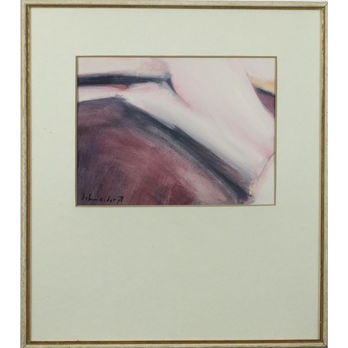 1156 - Attributed to Gerard Ernest Schneider - Purple abstract, mounted and framed, 23.5cm x 17.5cm (PROVEN... 