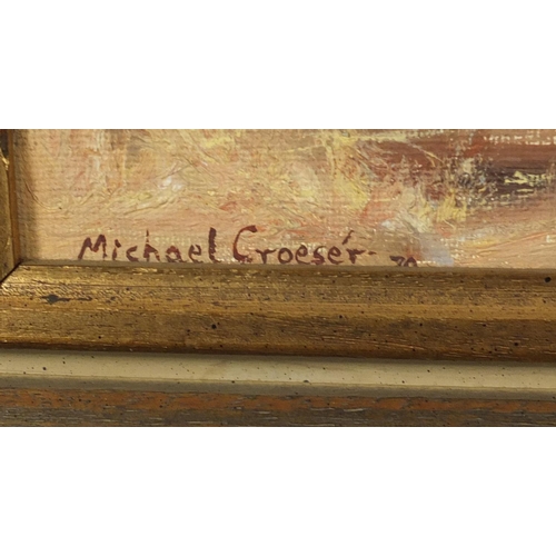 1373 - Michael Croeser - Anthill in the Bushveld, signed oil on canvas, inscribed label and Pieter Wenning ... 