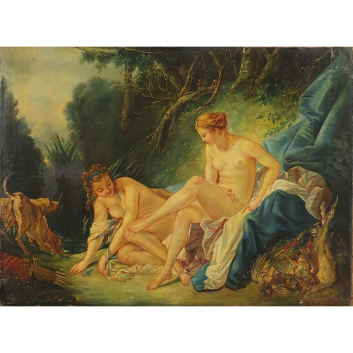 1178 - After Francois Boucher - Diana Getting Out of the Bath, 19th century oil on canvas, unframed, 73cm x... 