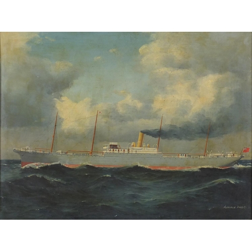 1169 - Manner of Reginald Arthur Borstel - Anglia Cargo Ship, late 19th/early 20th century oil on board, in... 