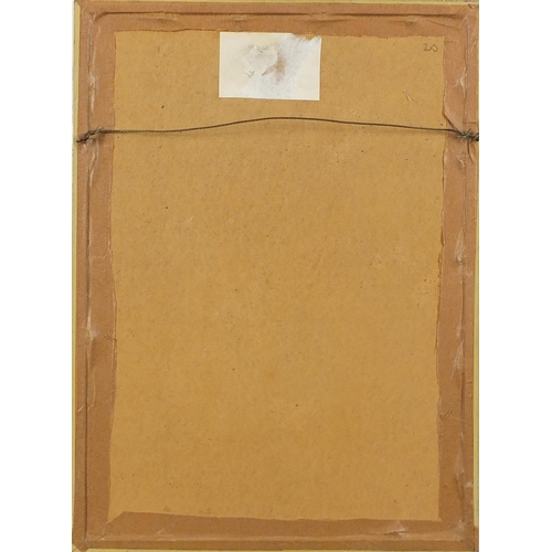 1243 - Ephrail Strellett - Standing nude female, Sanguine chalk drawing on paper, framed, 37cm x 27cm