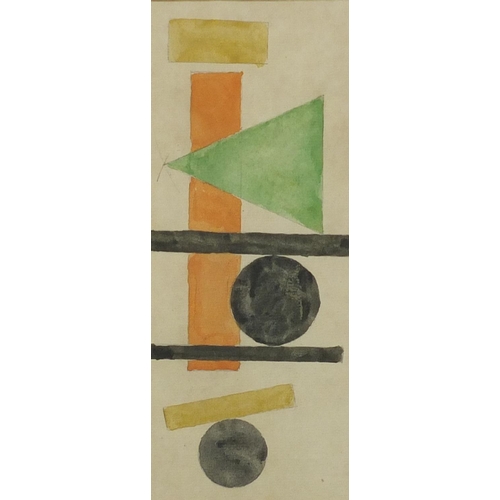 1193 - Abstract composition, geometric shapes, Russian school, pencil and watercolour, bearing Cyrillic scr... 
