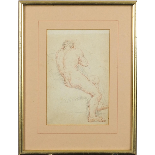 1267 - Edward Francis Burney -  Nude males studies, four early 19th century Sanguine chalk drawings, each i... 