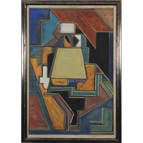 1241 - Attributed to Mauro Reggiani 1956 - Abstract composition, geometric shapes, oil on board, inscribed ... 