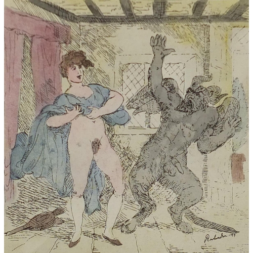 1426 - Thomas Rowlandson - The Curious Wanton and The Hairy Prospect of the Devil in a fright, pair of late... 