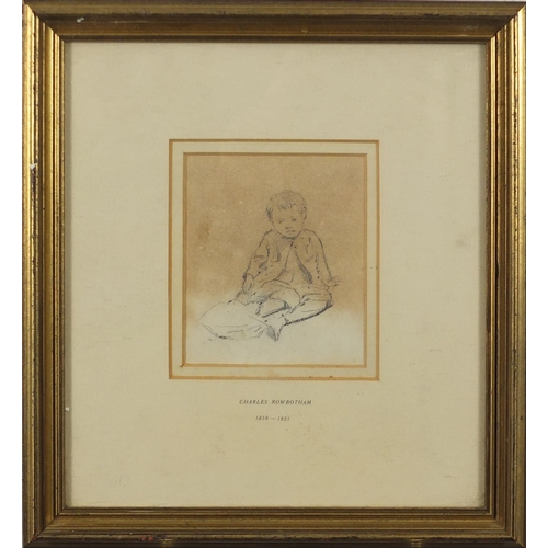 1271 - Charles Rowbotham - Young boy reading a book and one other, two 19th century pencil drawings, framed... 