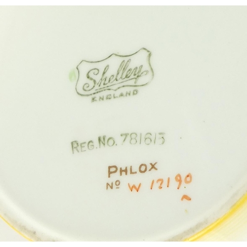 767 - Art Deco Shelley Phlox pattern teaware including a coffee pot, milk jug, sugar bowl and cups with sa... 