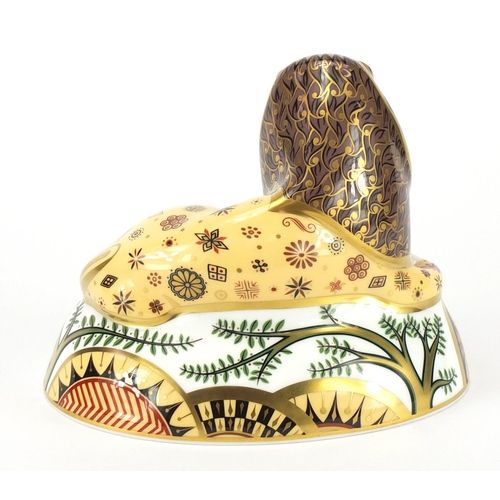 2516 - Royal Crown Derby Nemean lion paperweight, with gold coloured stopper, limited edition 643/750 for C... 