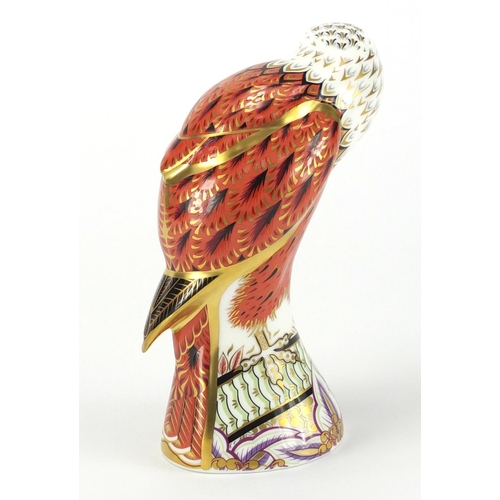 2505 - Royal Crown Derby red kite bird paperweight with gold coloured stopper, 17.5cm high