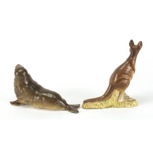 2561 - Two Beswick animals comprising a kangaroo and seal, 2312 and 1534, one with paper label, the largest... 