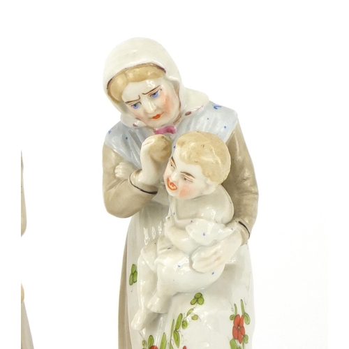 2302 - Two 19th century continental porcelain figures, You Naughty Boy and You Naughty Girl, numbered 1455 ... 