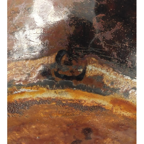 786 - Temako glaze studio pottery flagon, indistinct impressed marks, 22.5cm high