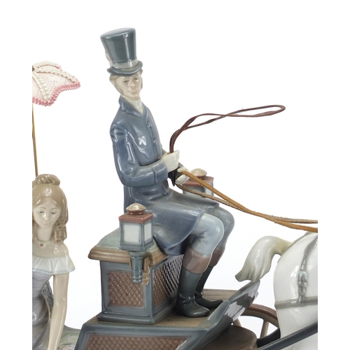 2191 - Large Lladro Hansom Carriage figure group numbered 1521, 54.5cm in length