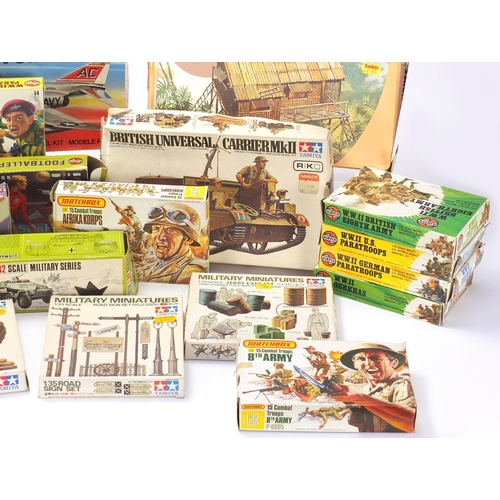 2657 - Model kits and soldiers with boxes, including Matchbox, Arifix and Tamiya