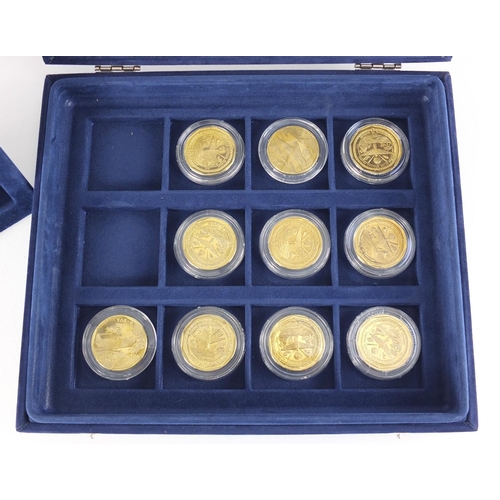 2803 - Legendary Aircraft of World War II ten dollar coin collection, housed in a fitted case