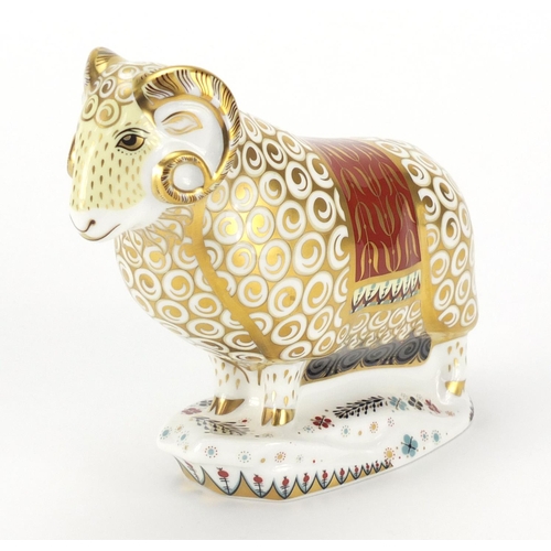 2521 - Royal Crown Derby the ram of Colchis paperweight, with gold coloured stopper, limited edition 643/75... 