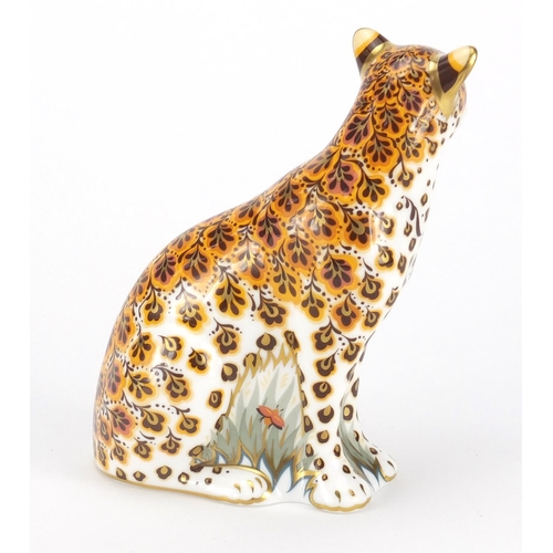 2525 - Royal Crown Derby leopardess paperweight with stopper, 13.5cm high