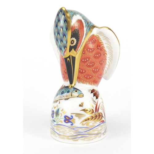 2512 - Royal Crown Derby kingfisher bird paperweight with stopper, 12.5cm high