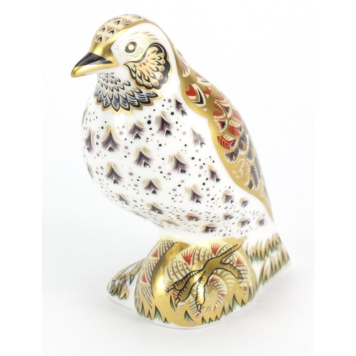 2514 - Royal Crown Derby song thrush bird paperweight with stopper, 11cm high