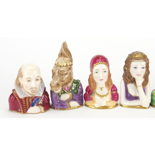 2604 - Set of seven Royal Worcester Shakespeare's characters   candle snuffles, each limited edition 9/100,... 