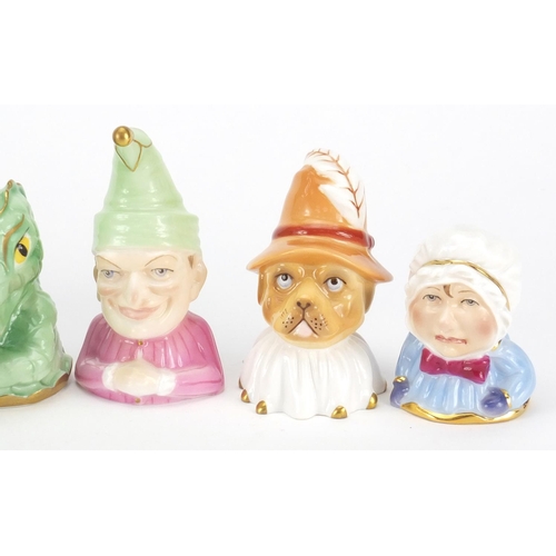 2605 - Set of six Royal Worcester Punch and Judy candle snuffers, each limited edition 90/600, the largest ... 