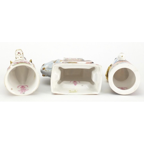 2598 - Three Royal Worcester candle snuffers comprising Nelson elephant, ram and dragon, the largest 12cm h... 