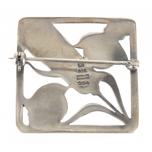 802 - Danish sterling silver stylised bird brooch by Georg Jenson, impressed marks and numbered 250 to the... 