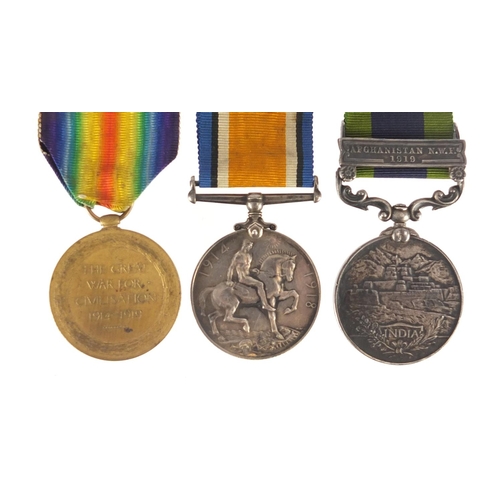 335 - British Military World War I pair and India general service medal with Afghanistan NWF 1919 bar, the... 