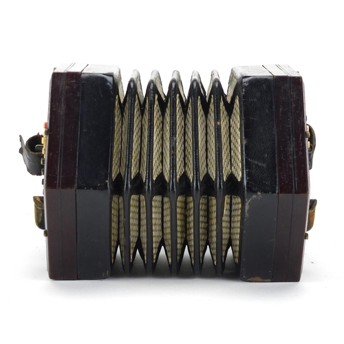 138 - 19th century mahogany forty eight button concertina by Lachenal & Co of London, with case, serial nu... 