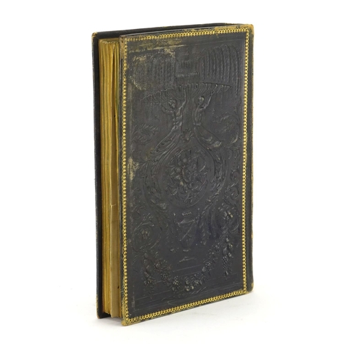 859 - 19th century tooled leather album, housing annotations and engraving