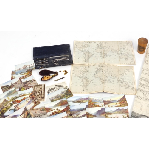 925 - Objects including a meerschaum pipe, Blair Castle mauchline ware box and cover, postcards, gold plat... 
