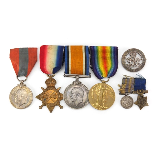 338 - British Military World War I Militaria including a trio, awarded to 8183PTE.E.PEARSE.MIDD'XR. and Ge... 