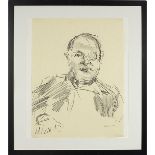 1408 - Oscar Kokoschka - Head and shoulders portrait of Dayan, 1970's pencil signed lithograph, limited edi... 